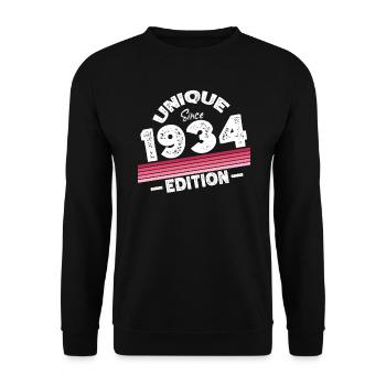 Unique depuis 1934 Edition Anniversaire Millésime 1934 - Sweat-shirt Unisexe - noir - Devant - Alina (178cm) & Michal (187cm)