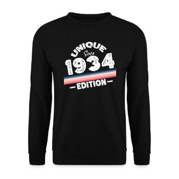 Unique depuis 1934 Edition Anniversaire Millésime 1934 - Sweat-shirt Unisexe - noir - Devant - Alina (178cm) & Michal (187cm)