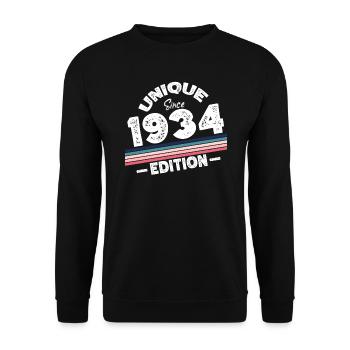 Unique depuis 1934 Edition Anniversaire Millésime 1934 - Sweat-shirt Unisexe - noir - Devant - Alina (178cm) & Michal (187cm)