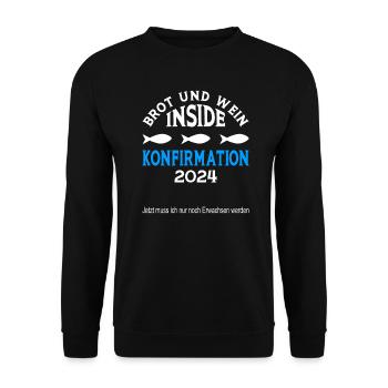 Brot und Wein inside Konfirmation 2024 - Unisex Pullover - Schwarz - Vorne - Alina (178cm) & Michal (187cm)