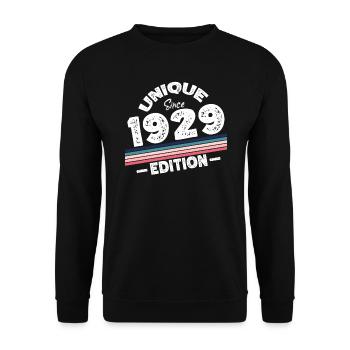 Unique seit 1929 Edition Geburtstag Vintage 1929 - Unisex Pullover - Schwarz - Vorne - Alina (178cm) & Michal (187cm)
