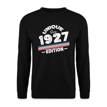 Unique seit 1927 Edition Geburtstag Vintage 1927 - Unisex Pullover - Schwarz - Vorne - Alina (178cm) & Michal (187cm)