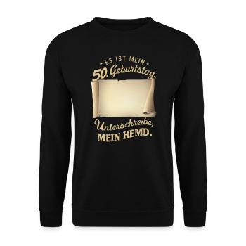 50 Geburtstag Mann Frau 50 Jahre 1974 Deko - Unisex Pullover - Schwarz - Vorne - Alina (178cm) & Michal (187cm)