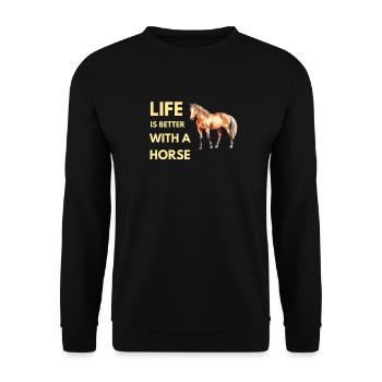 life is better with a horse - Unisex Sweatshirt - black - Front - Alina (178cm) & Michal (187cm)