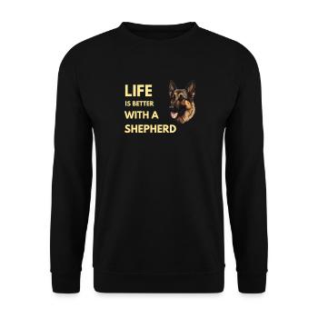 life is better with a german shepherd - Unisex Sweatshirt - black - Front - Alina (178cm) & Michal (187cm)