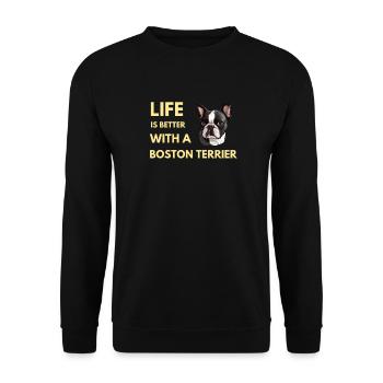life is better with a boston terrier - Unisex Sweatshirt - black - Front - Alina (178cm) & Michal (187cm)