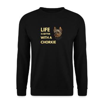 life is better with a chorkie yorkie - Unisex Sweatshirt - black - Front - Alina (178cm) & Michal (187cm)