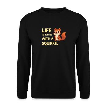 life is better with a squirrel - Unisex Sweatshirt - black - Front - Alina (178cm) & Michal (187cm)