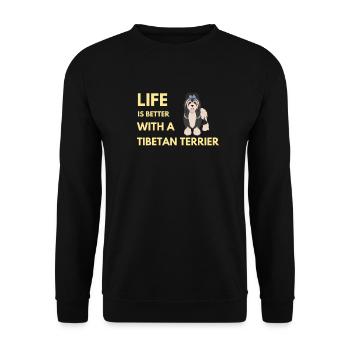 life is better with a tibetan terrier - Unisex Sweatshirt - black - Front - Alina (178cm) & Michal (187cm)