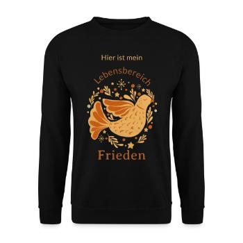 Hier ist mein Lebensbereich Frieden - Unisex Pullover - Schwarz - Vorne - Alina (178cm) & Michal (187cm)