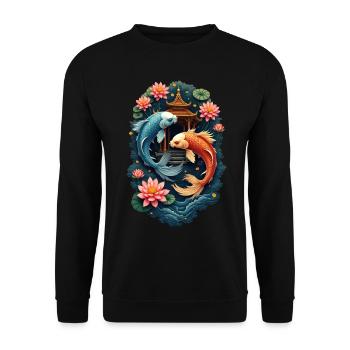 Koi Fishes - Unisex Sweatshirt - black - Front - Alina (178cm) & Michal (187cm)