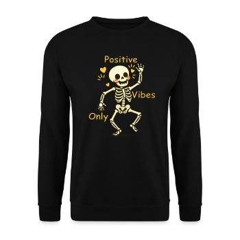 Skeleton Halloween – Ondes positives uniquement - Sweat-shirt Unisexe - noir - Devant - Alina (178cm) & Michal (187cm)