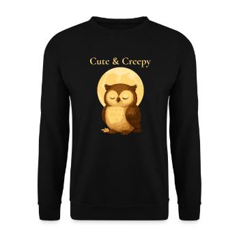 Eule Cute & Creepy Halloween Design 🌙 - Unisex Pullover - Schwarz - Vorne - Alina (178cm) & Michal (187cm)