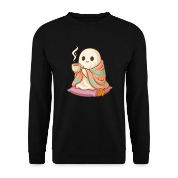 Cute Cozy Ghost Halloween Design - Unisex Sweatshirt - black - Front - Alina (178cm) & Michal (187cm)