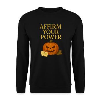 Affirm Your Power Kürbis - Unisex Pullover - Schwarz - Vorne - Alina (178cm) & Michal (187cm)