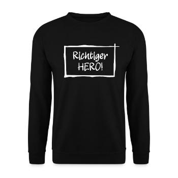 Richtiger HERO! - Unisex Pullover - Schwarz - Vorne - Alina (178cm) & Michal (187cm)