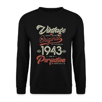 1943 Vintage 80 Years Anniversary - Unisex Sweatshirt - black - Front - Alina (178cm) & Michal (187cm)
