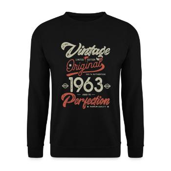 1963 anniversaire vintage 60 ans - Sweat-shirt Unisexe - noir - Devant - Alina (178cm) & Michal (187cm)