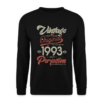 1993 anniversaire vintage - Sweat-shirt Unisexe - noir - Devant - Alina (178cm) & Michal (187cm)