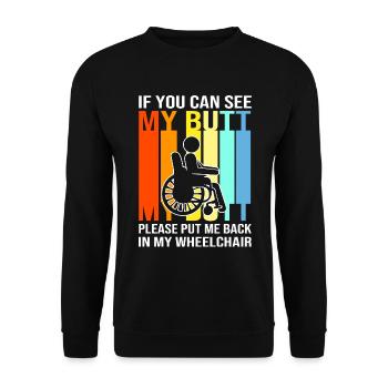 Rollstuhl - Unisex Pullover - Schwarz - Vorne - Alina (178cm) & Michal (187cm)