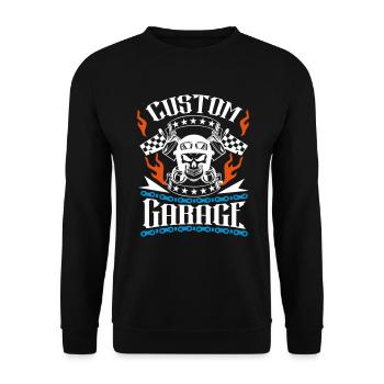 custom garage motorcycle - Unisex Sweatshirt - black - Front - Alina (178cm) & Michal (187cm)