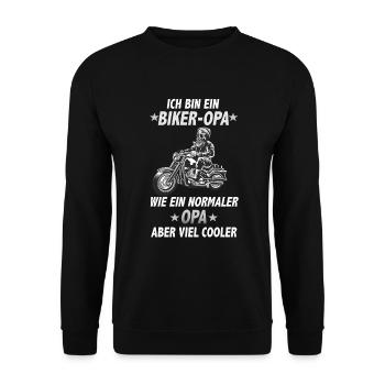 Biker Opa - Unisex Pullover - Schwarz - Vorne - Alina (178cm) & Michal (187cm)