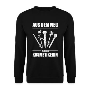 Kosmetik aus dem Weg ich bin Kosmetikerin Schminke - Unisex Pullover - Schwarz - Vorne - Alina (178cm) & Michal (187cm)