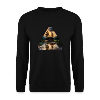 Natur Dreieck Wald See - Unisex Pullover - Schwarz - Vorne - Alina (178cm) & Michal (187cm)