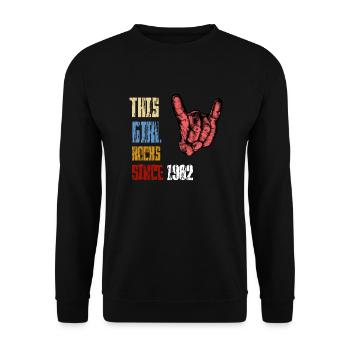This Girl rocks since 1982 Rock'n'Roll | Gift - Unisex Sweatshirt - black - Front - Alina (178cm) & Michal (187cm)