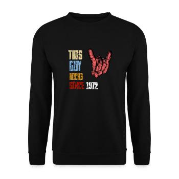 Rock since 1972 Birthday Rock Music - Unisex Sweatshirt - black - Front - Alina (178cm) & Michal (187cm)