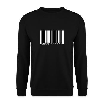 Fabriqué en 1987 Barcode Gift - Sweat-shirt Unisexe - noir - Devant - Alina (178cm) & Michal (187cm)