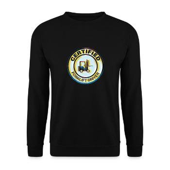 Zertifizierter Gabelstapler Fahrer - Unisex Pullover - Schwarz - Vorne - Alina (178cm) & Michal (187cm)