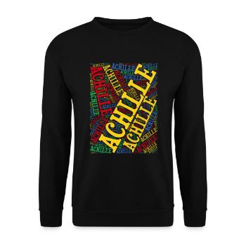 t-shirt Achille word cloud t-shirt idée cadeau t-shirt - Sweat-shirt Unisexe - noir - Devant - Alina (178cm) & Michal (187cm)