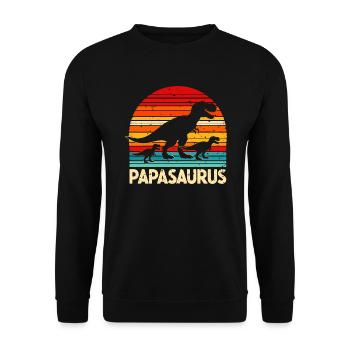 Papasaurus Männer Herren Dinosaurier Dad Dino Papa - Unisex Pullover - Schwarz - Vorne - Alina (178cm) & Michal (187cm)