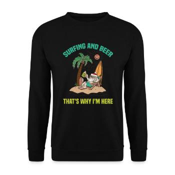Surf et bière Noël Surfeurs - Sweat-shirt Unisexe - noir - Devant - Alina (178cm) & Michal (187cm)