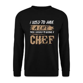 The life of a cook / Kochrehrling - Unisex Sweatshirt - black - Front - Alina (178cm) & Michal (187cm)
