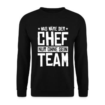 Geschäftsführer Mitarbeiter Team Chef - Unisex Pullover - Schwarz - Vorne - Alina (178cm) & Michal (187cm)