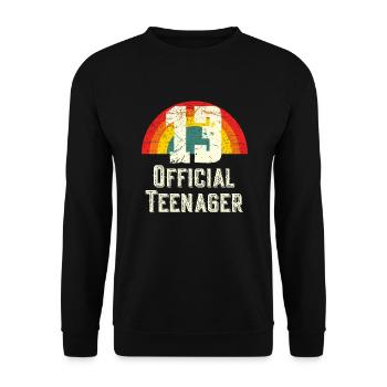 Offizieller Teenager 13. Geburtstag Vintage Regenbogen - Unisex Pullover - Schwarz - Vorne - Alina (178cm) & Michal (187cm)
