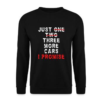 Nur noch drei Autos, ich verspreche lustiges Mechanikerauto - Unisex Pullover - Schwarz - Vorne - Alina (178cm) & Michal (187cm)