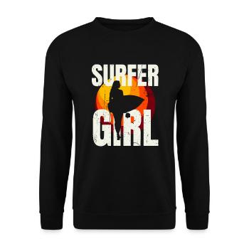 Surfer Girl Cool Surfing Vintage Surf Summer - Unisex Sweatshirt - black - Front - Alina (178cm) & Michal (187cm)