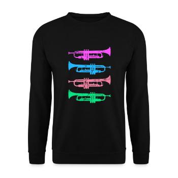 Retro Trompeten Jazz Musiker Spieler Vintage - Unisex Pullover - Schwarz - Vorne - Alina (178cm) & Michal (187cm)