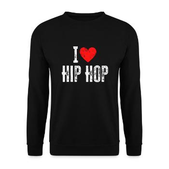 Ich liebe Hip Hop 90er Rap Musik Old School - Unisex Pullover - Schwarz - Vorne - Alina (178cm) & Michal (187cm)