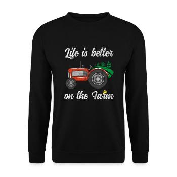 La vie est meilleure à la ferme Drôle de tracteur Poulet - Sweat-shirt Unisexe - noir - Devant - Alina (178cm) & Michal (187cm)
