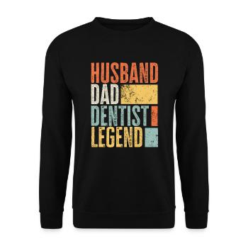 Dentist Husband Dad Legendary Father Best Retro - Unisex Sweatshirt - black - Front - Alina (178cm) & Michal (187cm)
