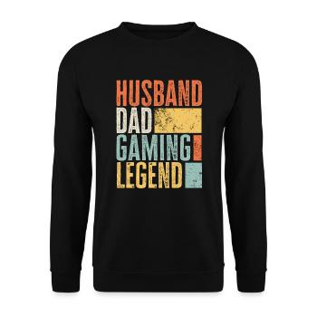 Gaming Ehemann Vater Legendärer Vater Beste Retro - Unisex Pullover - Schwarz - Vorne - Alina (178cm) & Michal (187cm)