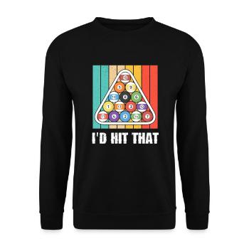 Lustige Billardspieler Billardkugeln Vintage Design - Unisex Pullover - Schwarz - Vorne - Alina (178cm) & Michal (187cm)