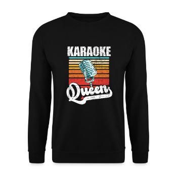 Karaoke Queen Gesang Liebhaber Vintage Mikrofon - Unisex Pullover - Schwarz - Vorne - Alina (178cm) & Michal (187cm)