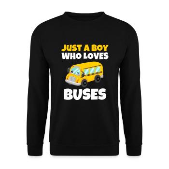 Juste un garçon qui aime les bus Anniversaire Yellow School - Sweat-shirt Unisexe - noir - Devant - Alina (178cm) & Michal (187cm)