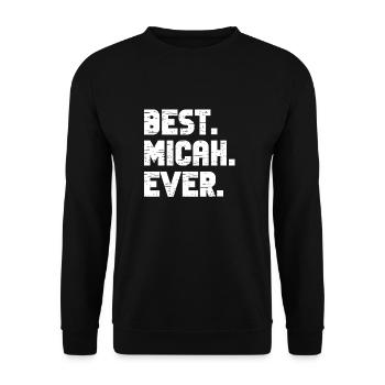 Beste Micah aller Zeiten Beliebte Geburtsnamen Micah Kostüm - Unisex Pullover - Schwarz - Vorne - Alina (178cm) & Michal (187cm)