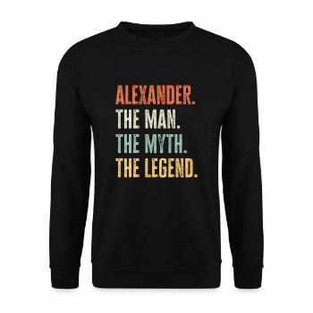 Alexander The Best, Man Myth Legend, Funny Best - Unisex Sweatshirt - black - Front - Alina (178cm) & Michal (187cm)